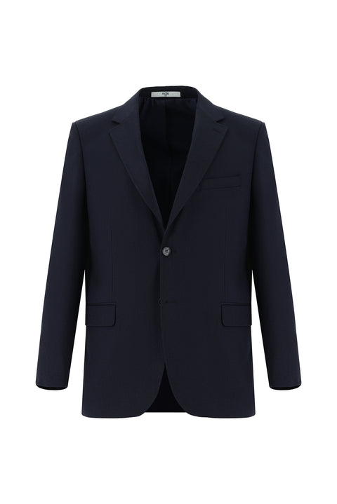 Dark Navy 4-Drop Relaxed Fit Patterned Suit