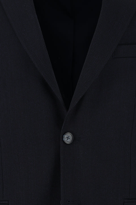 Black and Navy Blue 6 Drop Regular Fit Standard Cut Patterned Suit