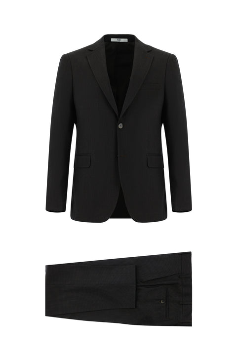 Dark Brown 6 Drop Regular Fit Standard Cut Patterned Suit