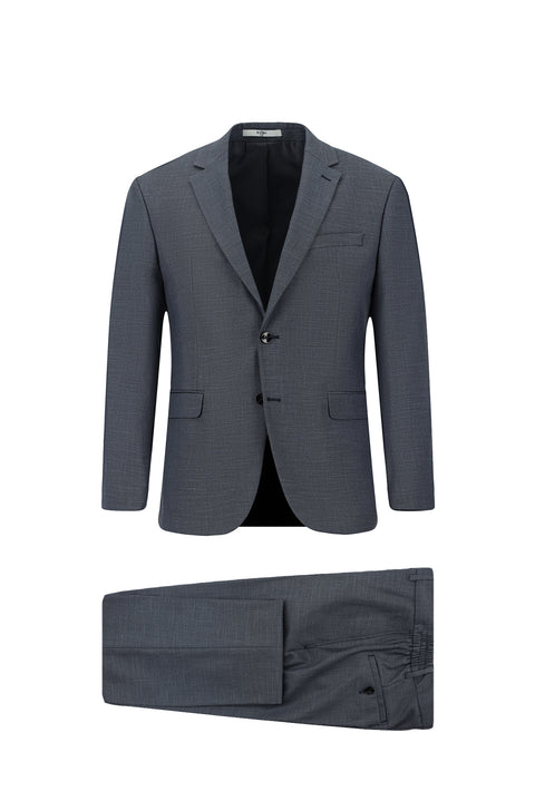 Medium Gray 6 Drop Regular Fit Standard Cut Patterned Elastic Waist Suit