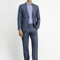 Medium Gray 4-Drop Relaxed Fit Patterned Suit with Elastic Waistband
