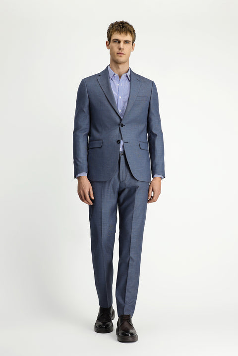 Orta Füme 7 Drop Slim Fit Dar Kesim Desenli Beli Lastikli Takım Elbise