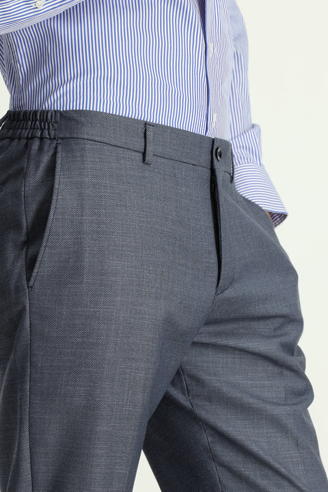 Medium Gray 6 Drop Regular Fit Standard Cut Patterned Elastic Waist Suit