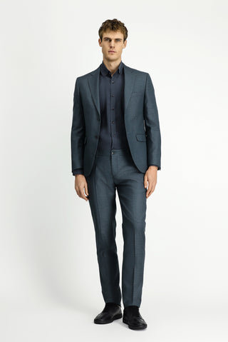  Koyu Füme 7 Drop Slim Fit Dar Kesim Desenli Beli Lastikli Takım Elbise