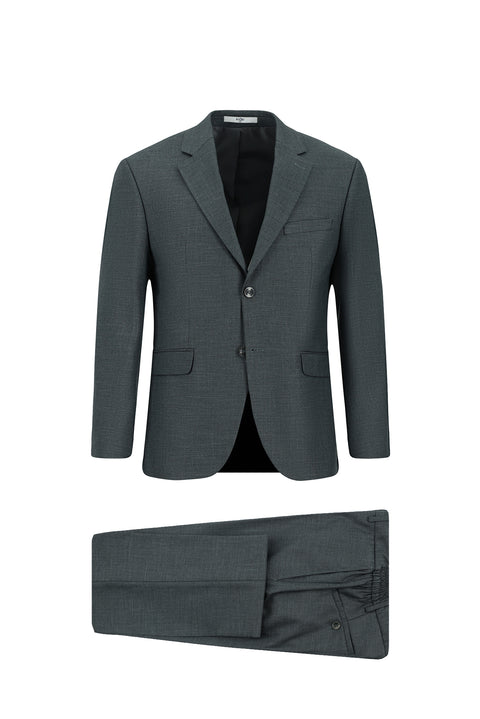 Koyu Füme 6 Drop Regular Fit Standart Kesim Desenli Beli Lastikli Takım Elbise