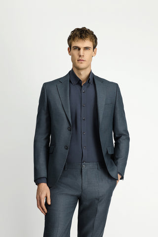  Koyu Füme 7 Drop Slim Fit Dar Kesim Desenli Beli Lastikli Takım Elbise