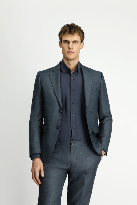 Dark Gray 7 Drop Slim Fit Narrow Cut Patterned Elastic Waist Suit