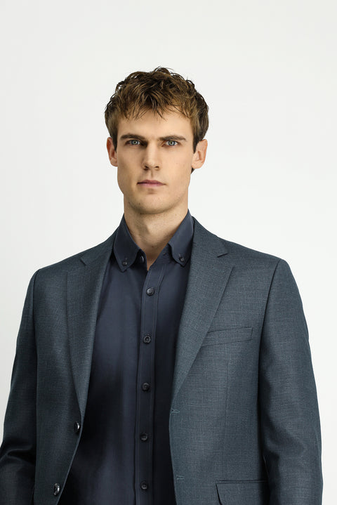 Dark Gray 7 Drop Slim Fit Narrow Cut Patterned Elastic Waist Suit