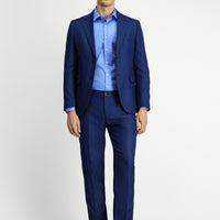 Medium Navy 7 Drop Slim Fit Patterned Suit with Elastic Waistband