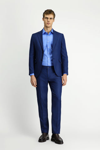  Orta Lacivert 7 Drop Slim Fit Dar Kesim Desenli Beli Lastikli Takım Elbise