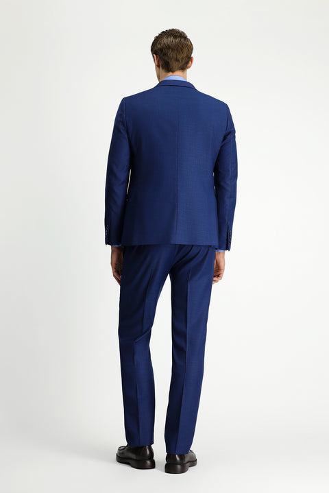 Medium Navy 4-Drop Relaxed Fit Patterned Suit with Elastic Waistband