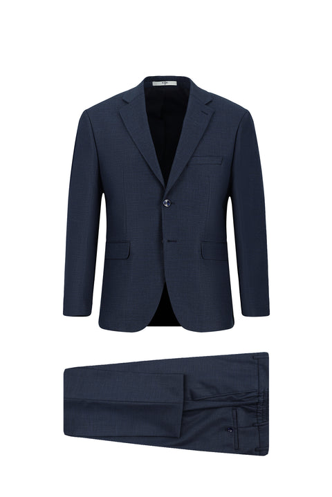 Dark Navy 6 Drop Regular Fit Standard Cut Patterned Elastic Waist Suit