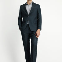 Dark Green 4-Drop Relaxed Fit Patterned Suit with Elastic Waist
