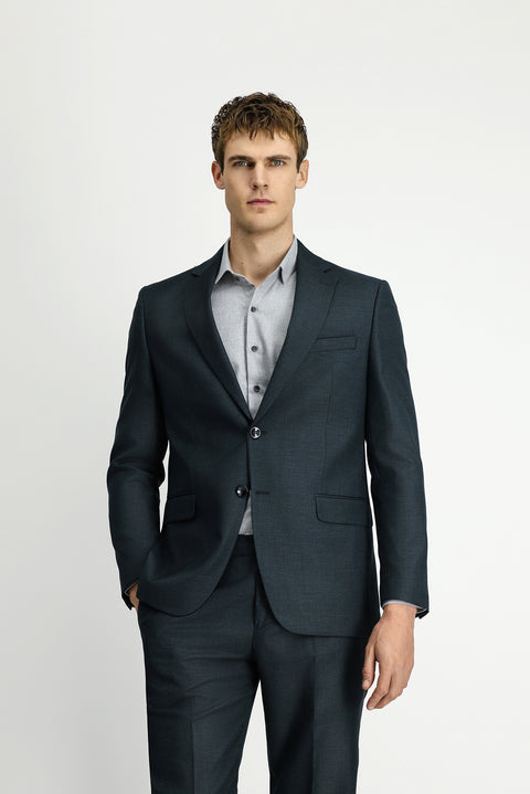 Dark Green 4-Drop Relaxed Fit Patterned Suit with Elastic Waist