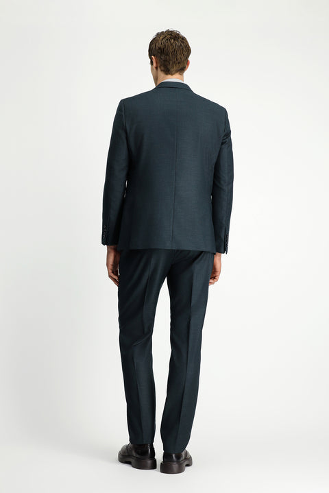 Dark Green 4-Drop Relaxed Fit Patterned Suit with Elastic Waist