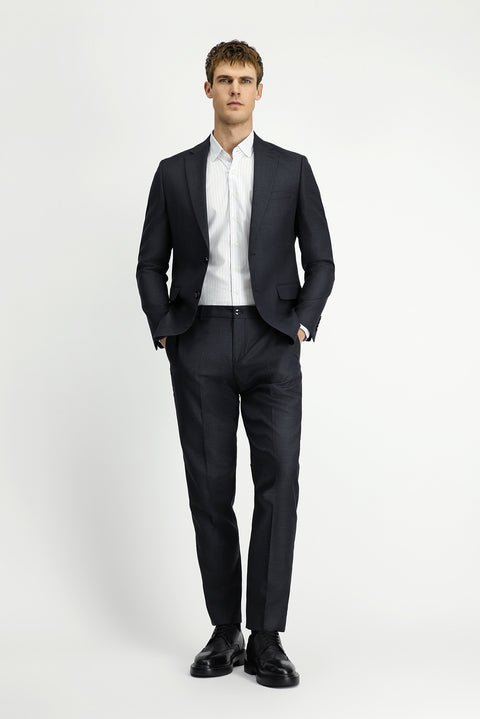 Dark Anthracite 7 Drop Slim Fit Patterned Suit with Elastic Waistband