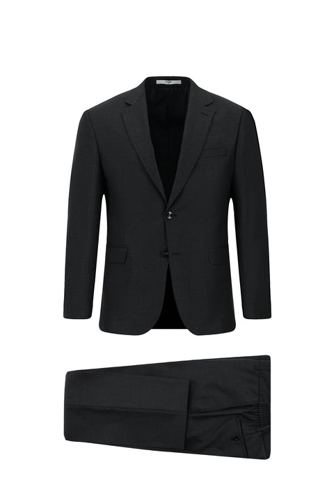 Dark Anthracite 7 Drop Slim Fit Patterned Suit with Elastic Waistband