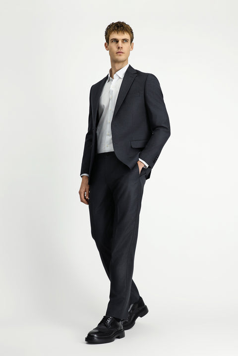 Dark Anthracite 7 Drop Slim Fit Patterned Suit with Elastic Waistband