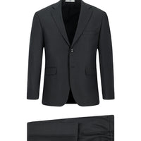 Medium Anthracite 4-Drop Relaxed Fit Patterned Suit with Elastic Waistband