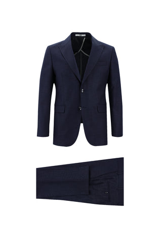  Orta Lacivert 7 Drop Slim Fit Dar Kesim Çizgili Takım Elbise