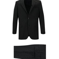 Black 4-Drop Relaxed Fit Striped Suit