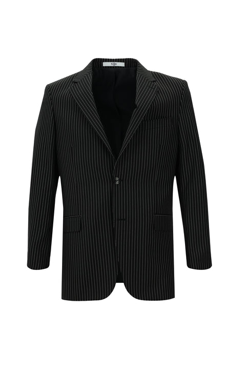 Black 4-Drop Relaxed Fit Striped Suit