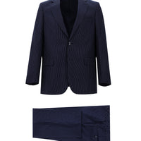 Medium Navy 4-Drop Relaxed Fit Striped Suit
