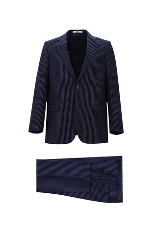  Orta Lacivert 4 Drop Relaxed Fit Rahat Kesim Çizgili Takım Elbise