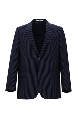  Orta Lacivert 4 Drop Relaxed Fit Rahat Kesim Çizgili Takım Elbise