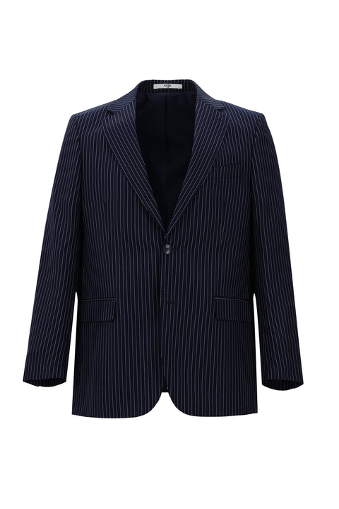 Medium Navy 4-Drop Relaxed Fit Striped Suit