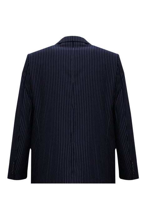 Medium Navy 4-Drop Relaxed Fit Striped Suit
