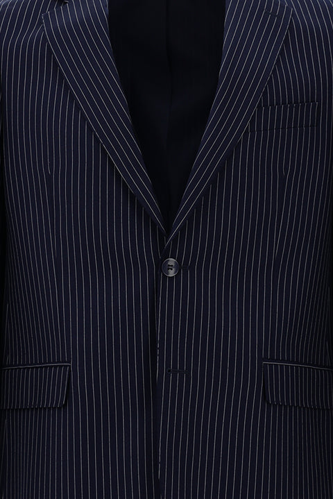 Medium Navy 4-Drop Relaxed Fit Striped Suit