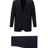 Dark Navy 4-Drop Relaxed Fit Striped Suit