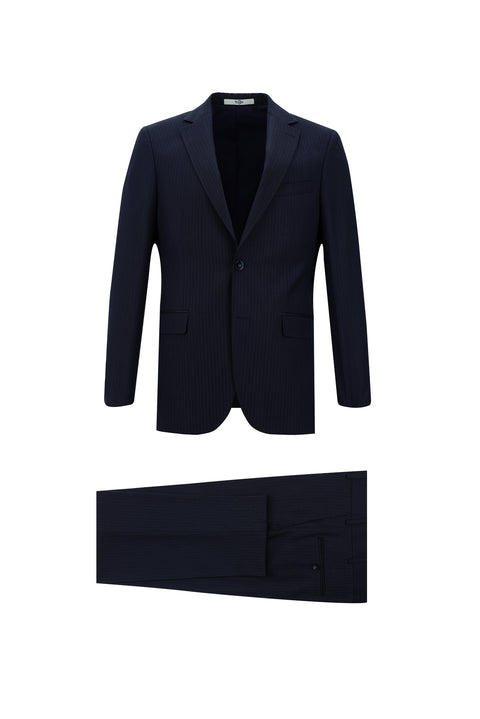 Light Navy Blue 6 Drop Regular Fit Standard Cut Striped Suit