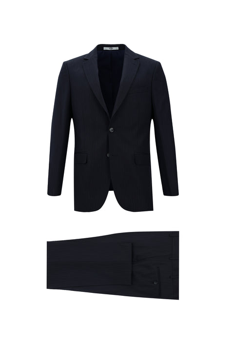 Medium Navy 6 Drop Regular Fit Standard Cut Striped Suit