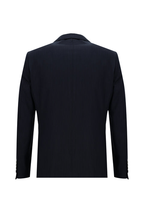 Medium Navy 6 Drop Regular Fit Standard Cut Striped Suit