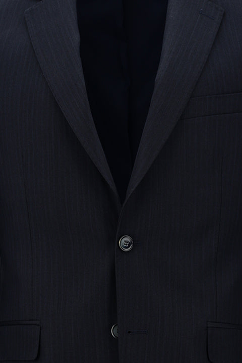 Medium Navy 6 Drop Regular Fit Standard Cut Striped Suit