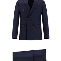 Dark Navy 7 Drop Super Slim Fit Extra Narrow Cut Striped Double-Breasted Suit