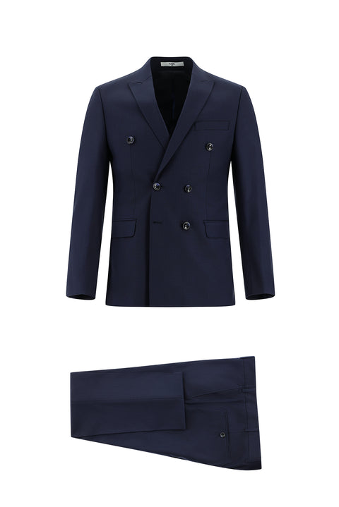 Dark Navy 7 Drop Super Slim Fit Extra Narrow Cut Striped Double-Breasted Suit