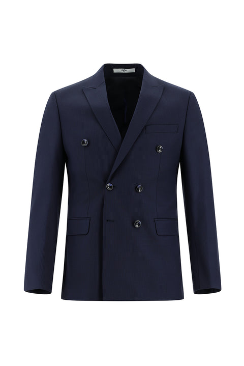 Dark Navy 7 Drop Super Slim Fit Extra Narrow Cut Striped Double-Breasted Suit
