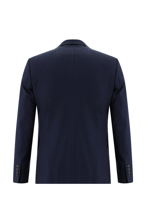 Dark Navy 7 Drop Super Slim Fit Extra Narrow Cut Striped Double-Breasted Suit