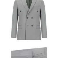 Medium Grey 6 Drop Regular Fit Standard Cut Striped Double-Breasted Suit