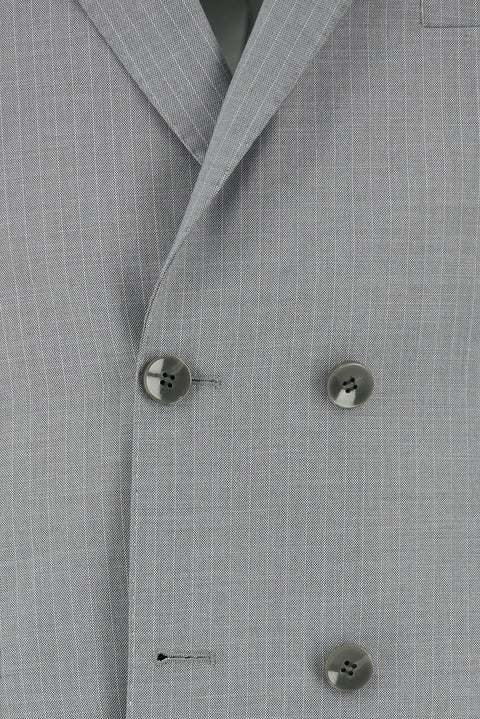 Medium Grey 6 Drop Regular Fit Standard Cut Striped Double-Breasted Suit