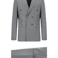 Medium Gray 7 Drop Super Slim Fit Extra Narrow Cut Striped Double-Breasted Suit