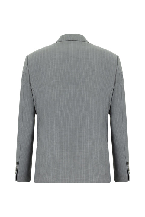 Medium Gray 6 Drop Regular Fit Standard Cut Striped Double-Breasted Suit