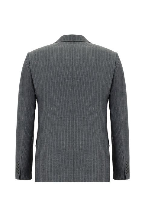 Dark Gray 6-Drop Regular Fit Standard Cut Striped Double-Breasted Suit
