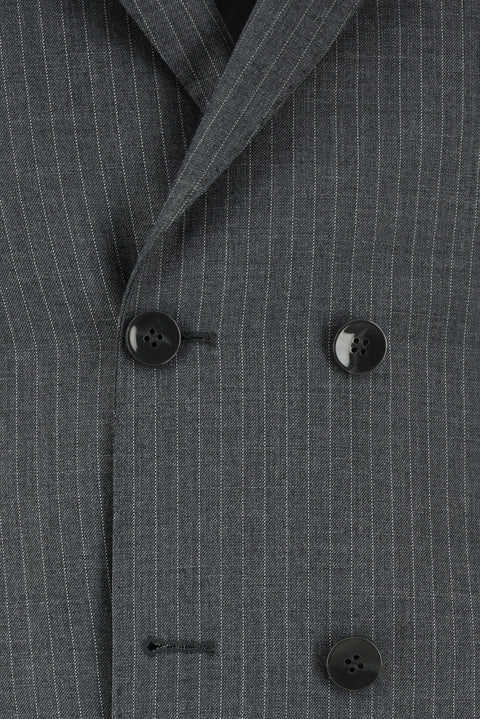 Dark Gray 6-Drop Regular Fit Standard Cut Striped Double-Breasted Suit