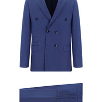 Light Navy 7 Drop Super Slim Fit Extra Narrow Cut Striped Double-Breasted Suit