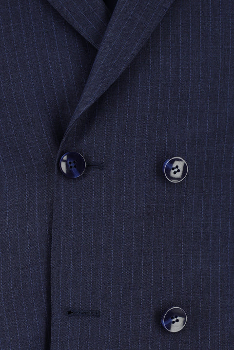 Medium Navy 6 Drop Regular Fit Standard Cut Striped Double-Breasted Suit