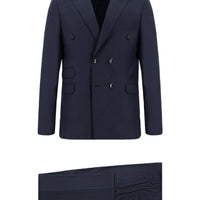 Dark Navy 6 Drop Regular Fit Standard Cut Striped Double-Breasted Suit